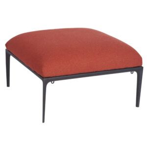 Chicago Modular Pouf with a rust-colored upholstered seat and a sleek black metal four-legged frame on a white background.