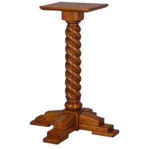 Cannon wooden poseur table base with a classic turned barley twist column and stable four-footed pedestal design.