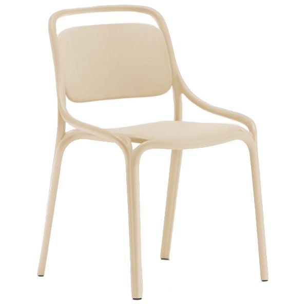 Beige Libre Side Chair in a smooth, durable polypropylene finish with an open-back, stackable, four-leg design.