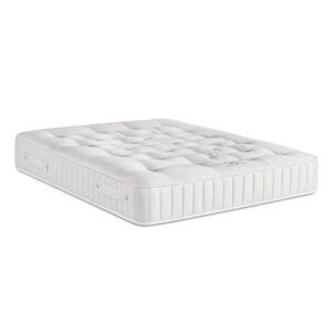 White tufted mattress for a super king divan bed, shown from a high-angle perspective against a plain white background.