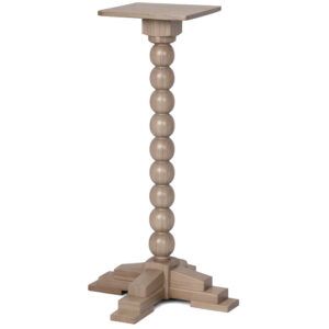 Heritage wooden poseur table base with a spherical column and stepped four-footed pedestal design.