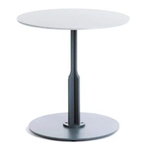 Bel coffee table base with a central pedestal column and circular base, featuring a modern grey metal design.