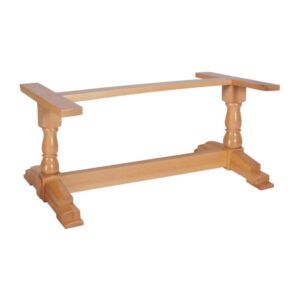 Cannon Twin Coffee Table Base in light wood with turned pedestal legs and T-shaped top supports