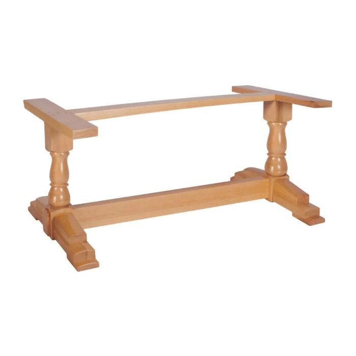 Cannon Twin Coffee Table Base in light wood with turned pedestal legs and T-shaped top supports
