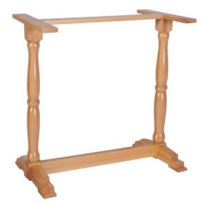 Cannon Twin Poseur Table Base in light wood with turned uprights, a pedestal design, and a rectangular footrest.