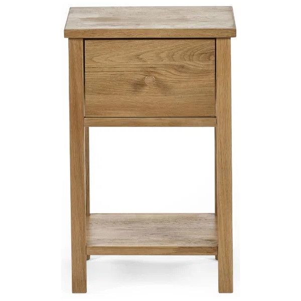 Front view of the Coxmoor 1 Draw Bedside table, showcasing its wooden frame, single drawer, and lower storage shelf.