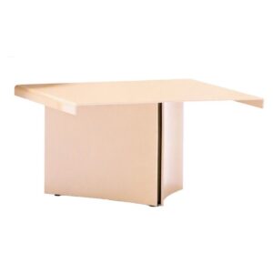 Minimalist cream-colored Estratto metal coffee table by Pedrali, featuring a sleek, modern pedestal base design.