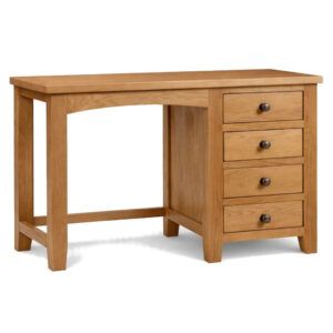 Marlborough Single Desk Table in natural oak with four drawers and open leg space.