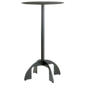 Black Noru Poseur Table with a central column and 4-legged metal base, captured from a front-facing studio angle.