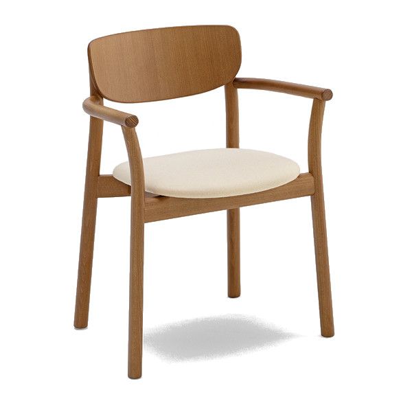 Zelda armchair with a light wood frame and cream upholstered seat, shown from a front-quarter angle on a white background.