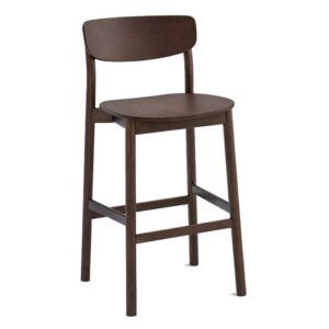 Zelda W barstool in dark wood, featuring a four-legged frame and curved backrest, shown from a front-angled perspective.